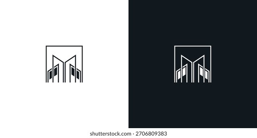 Diseño de logotipo de edificio simple con concepto moderno Vector premium