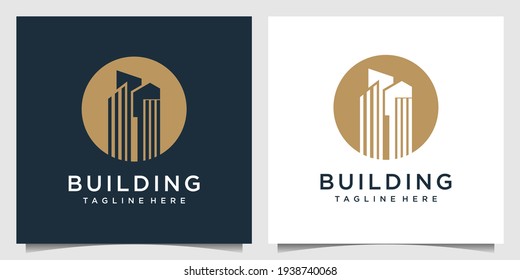 Plantilla de diseño de logotipo de construcción simple con concepto de círculo creativo