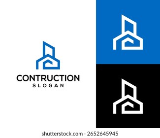 Modelo de design de logotipo de construção simples com letra B inicial