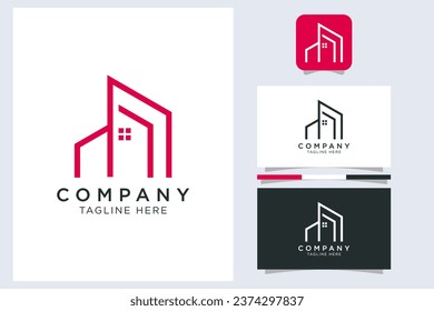 simple building logo with lines