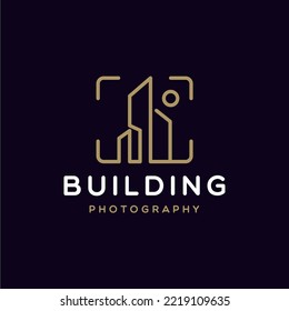 Diseño de logotipo de fotografía de construcción simple