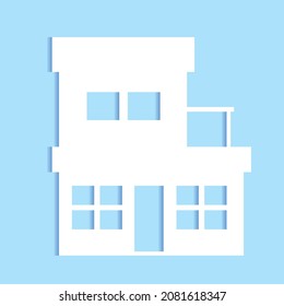 Simple building, single-family paper craft, paper-cutting icon, three-dimensional house illustration