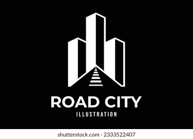 Simple Building Tower City Town with Road Way for Real Estate Apartment Icon Illustration Vector