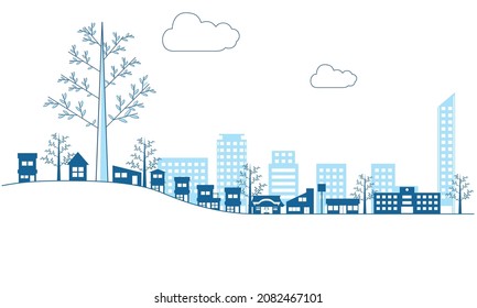 Simple building A two-color landscape illustration of the cityscape drawn with a building icon