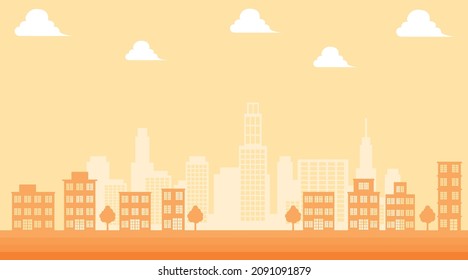 Construcción simple Una ilustración paisajística de dos colores del paisaje urbano dibujada con un icono de construcción. Inmobiliaria, espacio de texto.