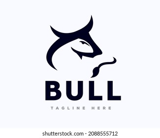 simple bull art style logo icon symbol design template illustration