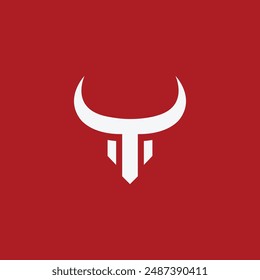 Simple bull face logo. Aggresive bull icon design vector.