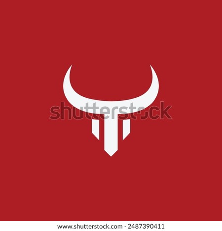 Simple bull face logo. Aggresive bull icon design vector.