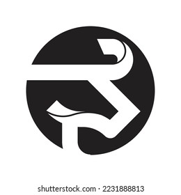 simple bull head in black circle logo vector