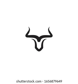 Sencillo cuerno de cabeza de toro. Plantilla de icono del logotipo del vector