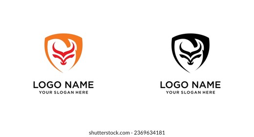 Simple bull head logo design with modern concept| premium vector