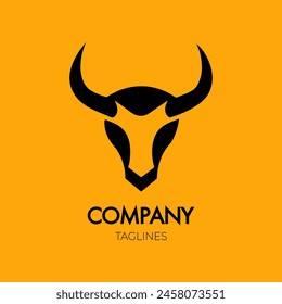 Simple Bull Head Vector Logo Illustration Concept