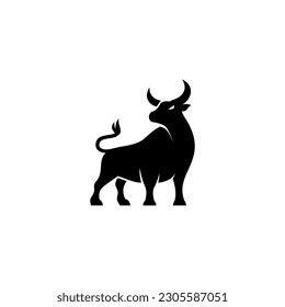 simple bull icon illustration vector, buffalo bison taurus logo design