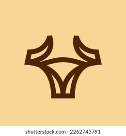 simple bull line icon logo vector design, abstract modern logo pictogram design of bull or buffalo.