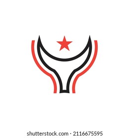 simple bull line with star logo design