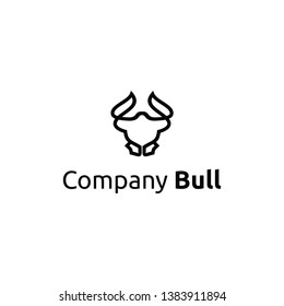 simple bull logo design and vector inspiration white line