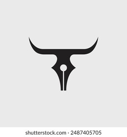 Simple bull and pen logo design. 