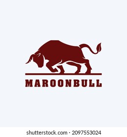 Simple Bull silhouette maroon sharp modern logo design inspiration