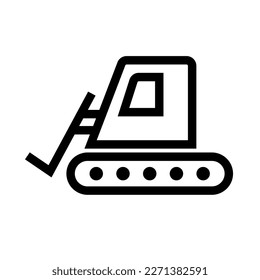 Icono simple del bulldozer. Máquina de construcción. Vector.