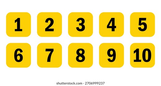 Icono de número de punto de viñeta simple establecido en forma de rectángulo redondeado amarillo.