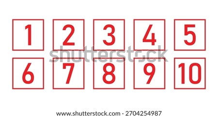 simple bullet point number icon on red outline square shape