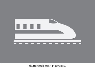 A simple bullet train on rail using white color on dark background vector illustration to mean fast delivery system