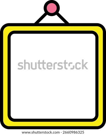 A simple bulletin board icon with a yellow frame