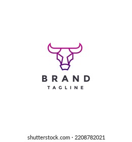 Simple Bulls Head Line Logo Design