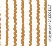 Simple bumpy lines in stripes pattern in a color palette of brown on off white background forming a seamless vector pattern. Great for homedecor,fabric,wallpaper,giftwrap,stationery,packaging.