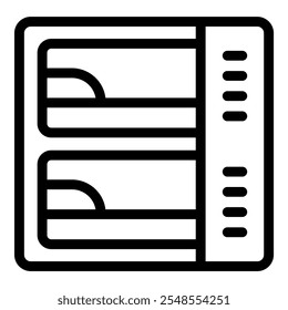 Simples beliche com travesseiros e escada, oferecendo acomodação prática em albergue ou dormitório