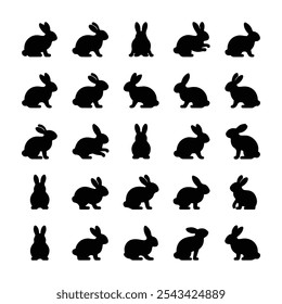 Einfaches Häschen Symbol Silhouette Bündel in Vektor