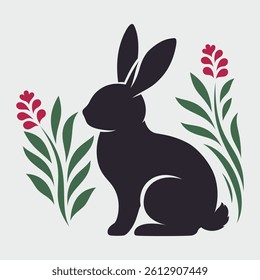 Simple Bunny. Illustration in a minimalistic style for holiday cards, banners, greetings and other projects.