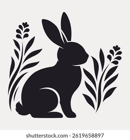 Simple Bunny. Illustration in a minimalistic style for holiday cards, banners, greetings and other projects.