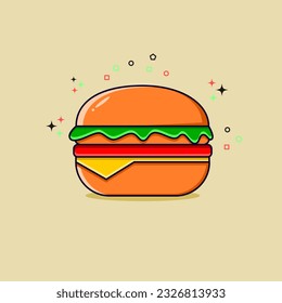 simple burger flat style vector illustration 