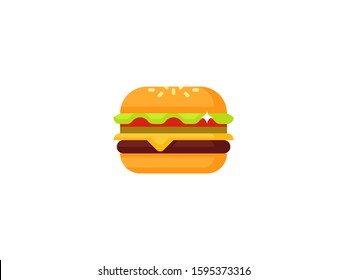 Simple burger icon. Cheeseburger or Hamburger fastfood vector illustration. Unhealthy junk food