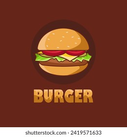 Simple burger icon. Cheeseburger or Hamburger fast food vector illustration