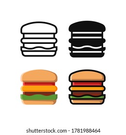 diseño simple del icono de la hamburguesa en línea, sólido, plano y relleno estilo alineado para el icono de comida y bebida, sitio web, aplicación y diseño ui. ilustración de hamburguesa vectorial en un estilo colorido en fondo blanco.