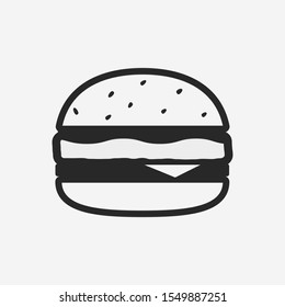 Simple burger icon isolated on white background. Flat burger vector icon.