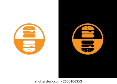Simple Burger Icon in Orange Circle