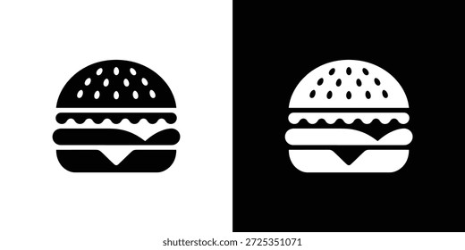 Icono de hamburguesa simple con bollo de semillas, lechuga y carne aislados sobre un fondo contrastante, que ofrece un elemento de diseño limpio y versátil.