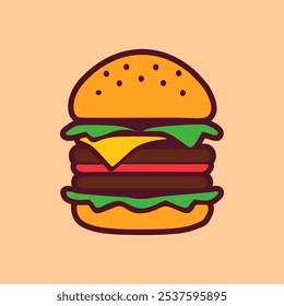 Simple Burger Icon Vector, Good for Fast Food Branding