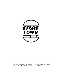 Logo simple de la hamburguesa con líneas negras