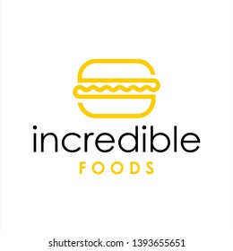 simple burger logo design inspiration . line art burger logo template . monoline burger logo