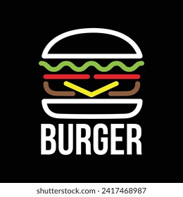 Simple Burger Logo Vector Design City Town Restaurant