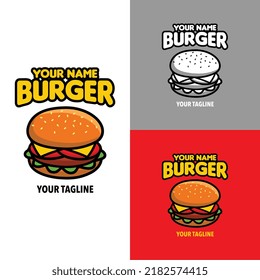 Ilustración sencilla del logotipo de la placa de nuestra empresa de hamburguesas