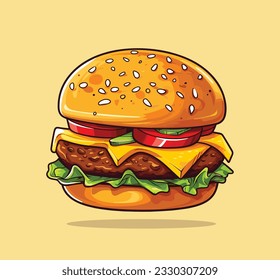 Arte ilustrativo simple de Burger Vector

