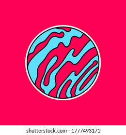 Simple burgundy and cyan patterned ball design isolated on color background. Cartoon Concept. Vector illustration. Suitable for landing pages, icons, stickers and posters.