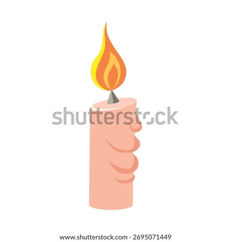 A simple burning candle illustration with a clean minimal style and warm flame on a plain background