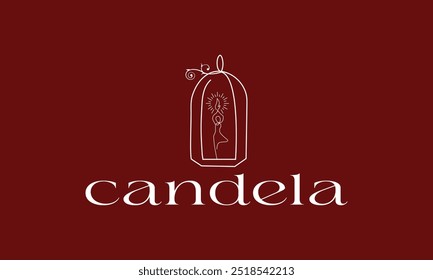 Simple Burning Candle Logo Design Template