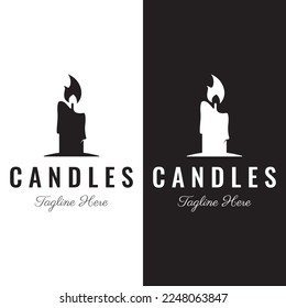 Simple burning luxury candlelight logo design with isolated background.Template for business, sign, company.